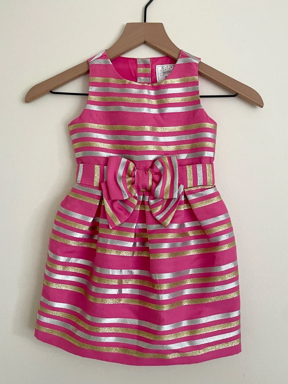 Gymboree Pink Metallic-Striped Bow Dress